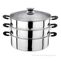 Three layers stainless steel steamer pot glass lid (straight form)